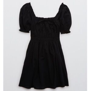 Aerie Black Puff Sleeve Mini Dress